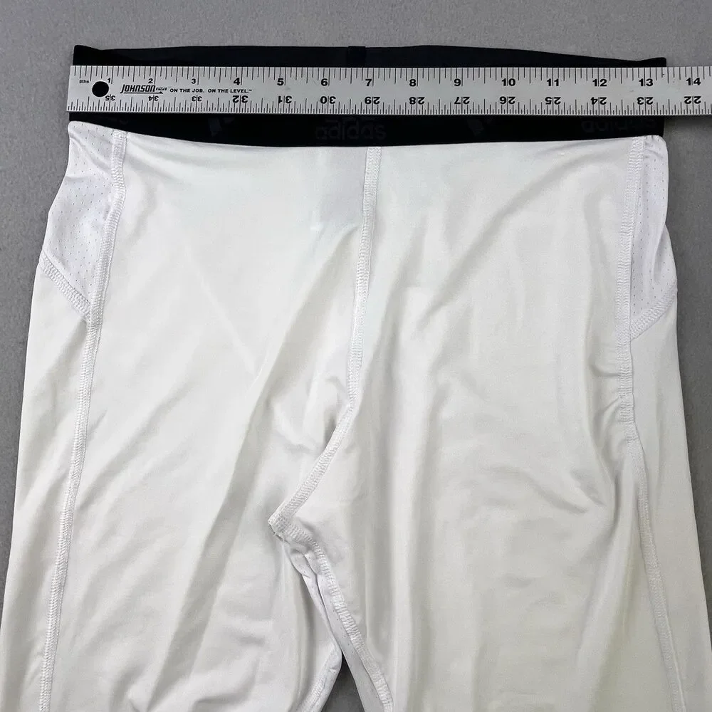 Adidas Techfit Aeroready Compression Tights Mens L White Gym Training Cropped